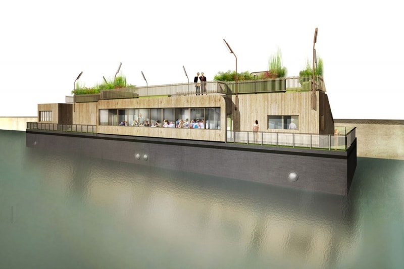 Diaporama Petit bain plonge dans le grand bain - Une terrasse végétale permettra de contempler la Seine. | Visuel Encore Heureux