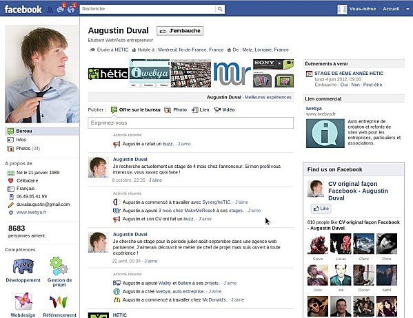 Augustin Duval, le CV Facebook | Photo DR