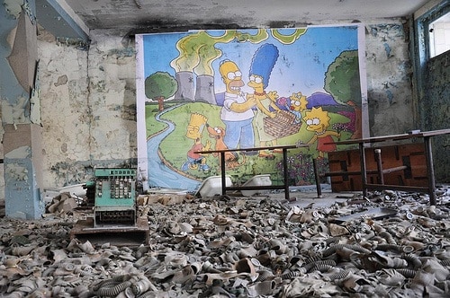 Les Simpson dénoncent le nucléaire à Tchernobyl
