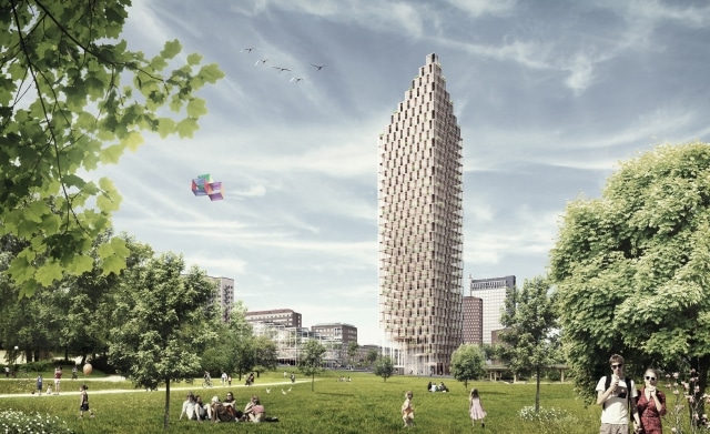 Stockholm : un projet de gratte-ciel en bois au coeur de la ville