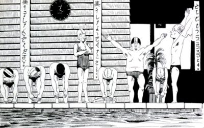 Piscine, mégaphone et gymnastique