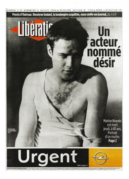 Diaporama 40 ans de Libération par ses unes - Mort de Marlon Brando - 3 juillet 2004