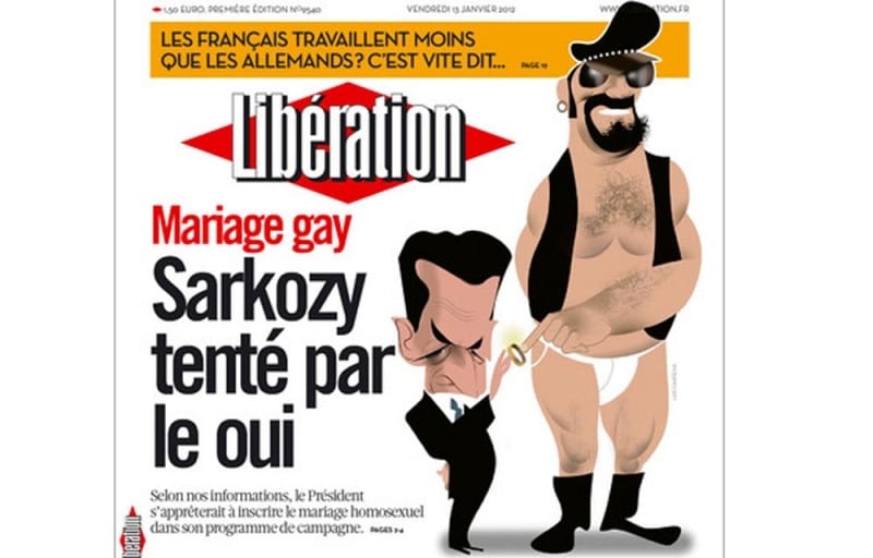 Diaporama 40 ans de Libération par ses unes - Sarkozy tenté par le mariage gay - 13 janvier 2012