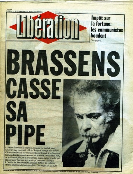 Diaporama 40 ans de Libération par ses unes - Mort de Georges Brassens - 31 octobre 1981