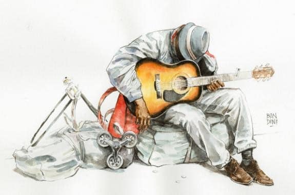 Diaporama Des lignes à croquer - Bandini, Bluesman. | Exposition