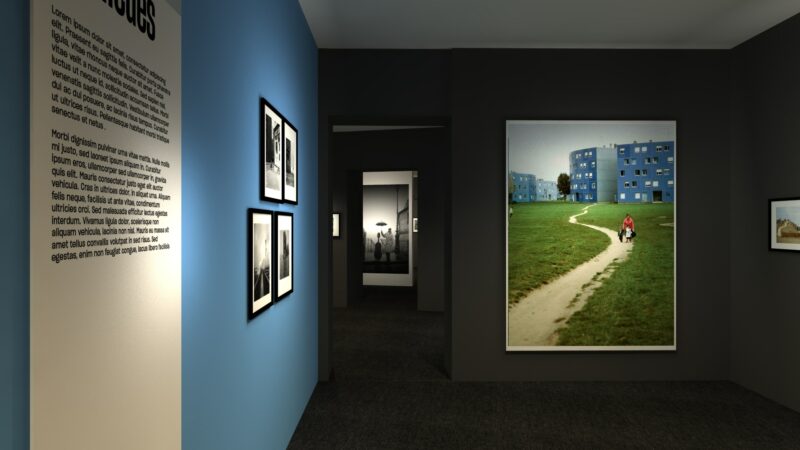 Vue de l’exposition Instants Donnés Robert Doisneau - Extrait de la série Gravités, Banlieues