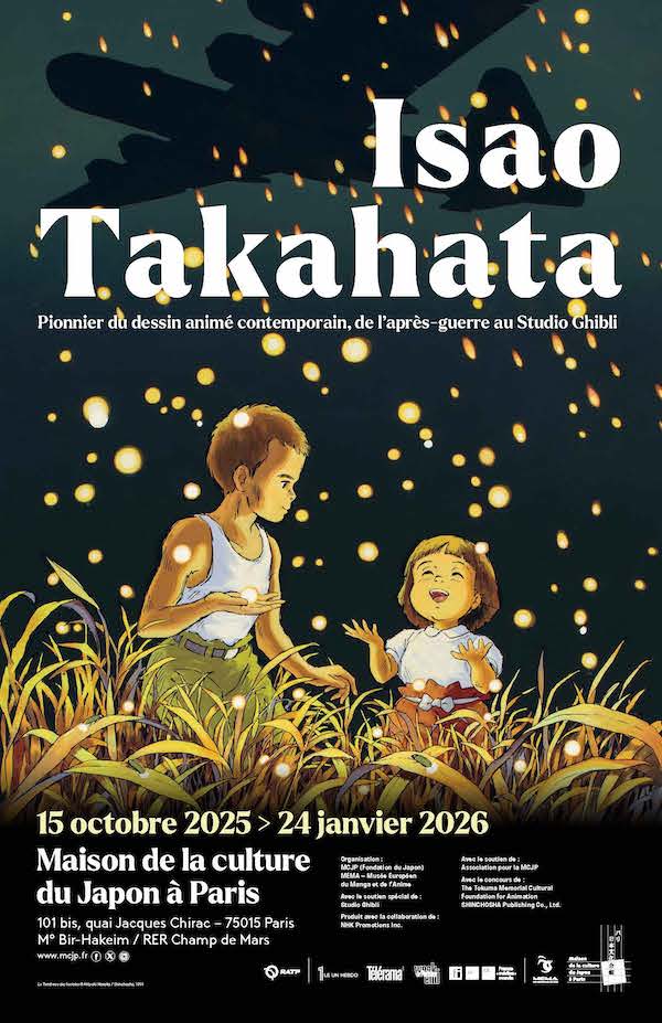 Affiche de l'exposition "Isao Takahata - Pionnier du dessin animé contemporain, de l’après-guerre au Studio Ghibli" à la Maison de la culture du Japon à Paris Affiche de l'exposition "Isao Takahata - Pionnier du dessin animé contemporain, de l’après-guerre au Studio Ghibli" à la Maison de la culture du Japon à Paris